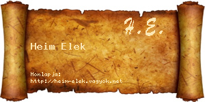 Heim Elek névjegykártya